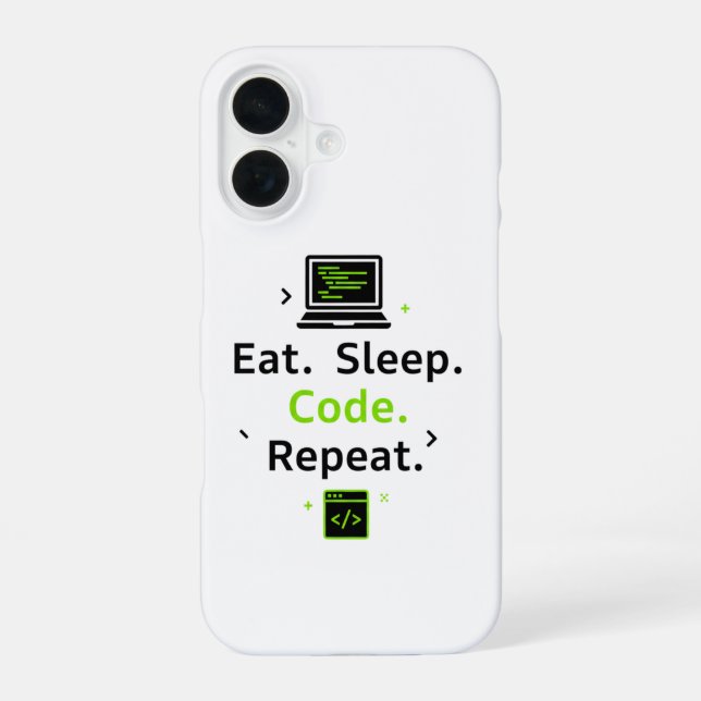 Eat Sleep Code Repeat iPhone Case iPhone 16 Hülle (Rückseite)