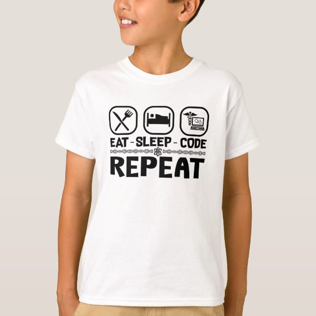 Eat Sleep Code Repeat Medical Coder Coding Gift T-Shirt (Vorderseite)