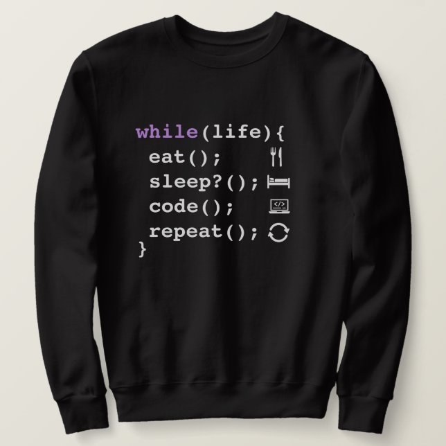 Eat Sleep Code Repeat – Minimalistischer Programmi Sweatshirt (Design vorne)