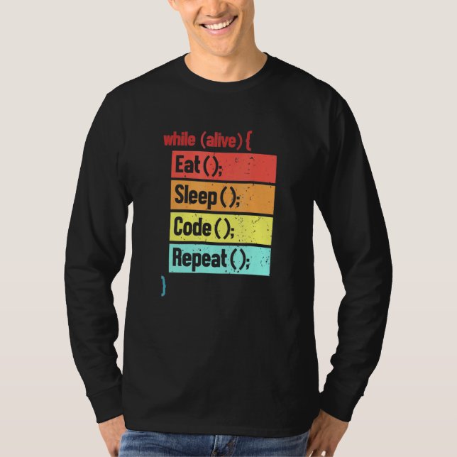 Eat Sleep Code Repeat Software Engineer Developer T-Shirt (Vorderseite)