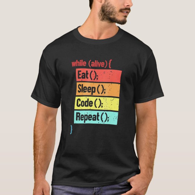 Eat Sleep Code Repeat Software Engineer Developer T-Shirt (Vorderseite)