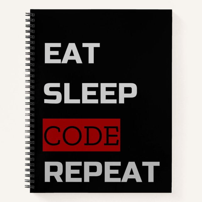Eat Sleep CODE Wiederholung Notizbuch (Vorderseite)