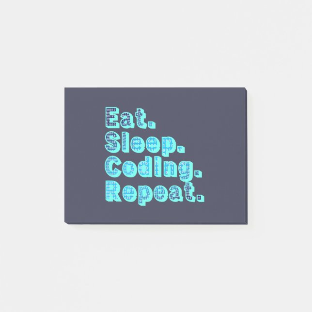 Eat Sleep Coding Repeat - Funny Tech Spaß Post-it Klebezettel (Vorderseite)