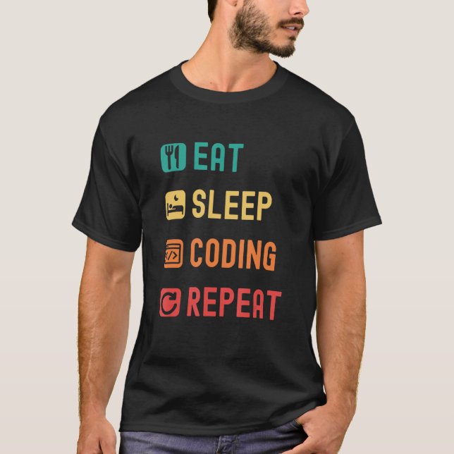 Eat sleep coding repeat with tick check boxes T-Shirt (Vorderseite)