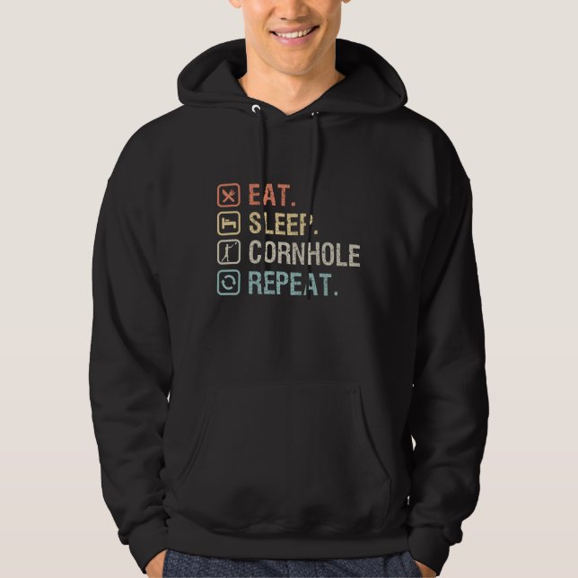 Eat Sleep Cornhole Repeat - Funny Geschenk Hoodie (Vorderseite)