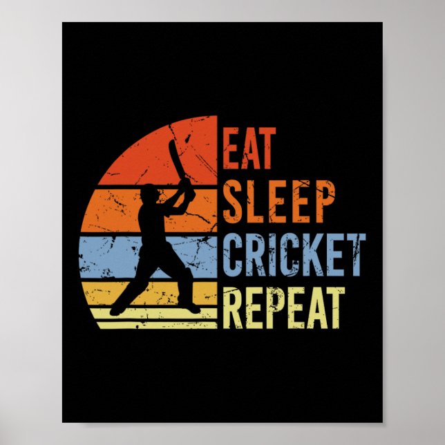 Eat Sleep Cricket Repeat - Funny Cricket Game Men  Poster (Vorne)