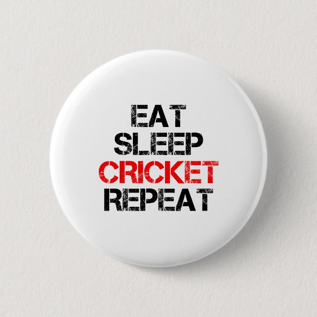 Eat Sleep Cricket Repeat Team League Amateur Profi Button (Vorderseite)