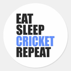 Eat Sleep Cricket Repeat Team League Amateur Profi Runder Aufkleber
