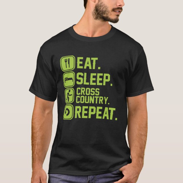 Eat sleep cross country repeat runner jogger T-Shirt (Vorderseite)