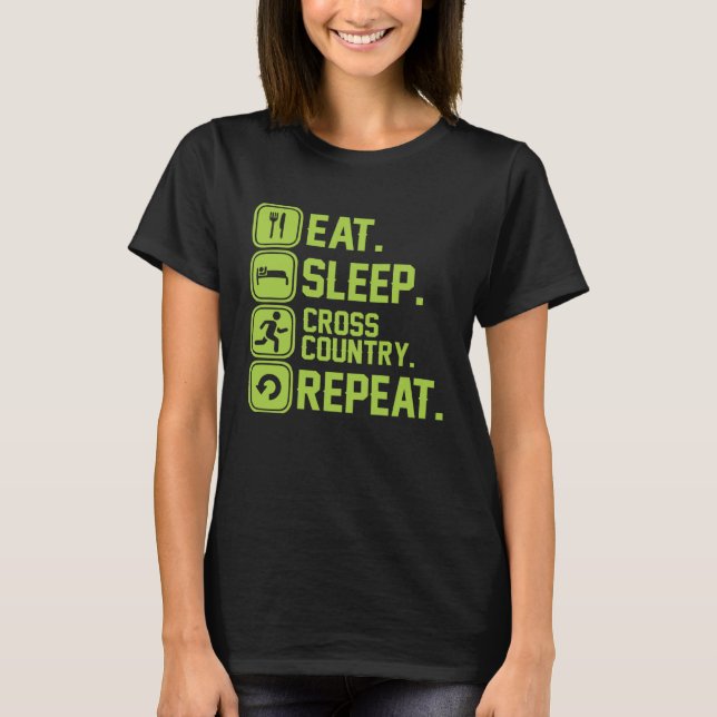 Eat sleep cross country repeat runner jogger T-Shirt (Vorderseite)