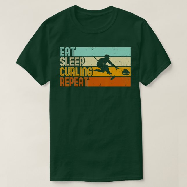 Eat Sleep Curling Repeat Retro Curling (4) T-Shirt (Design vorne)