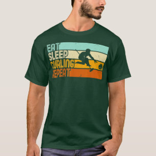 Eat Sleep Curling Repeat Retro Curling (4) T-Shirt