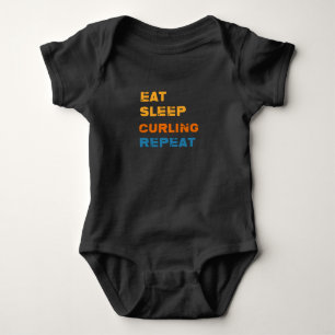 Eat Sleep Curling Wiederholung, Curling Fan Baby Strampler