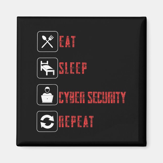 Eat Sleep Cyber Security Wiederholung ethischer Ha Magnet (Vorne)
