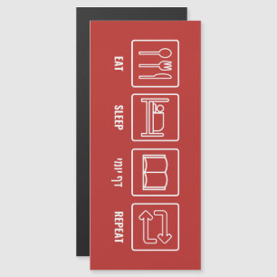 Eat Sleep Daf Yomi Repeat - Jüdischer Spaß Talmud Magnetkarte