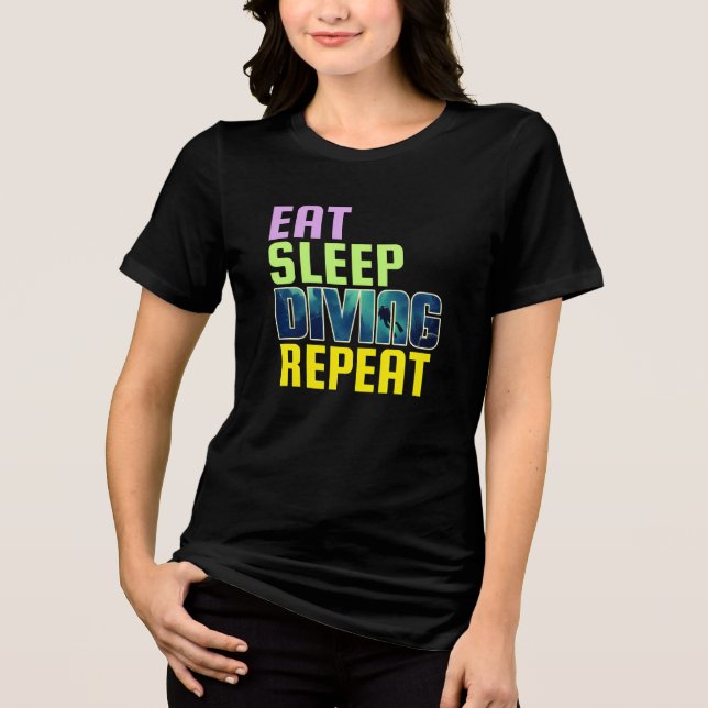 eat sleep diving repeat Tri-Blend shirt (Vorderseite)