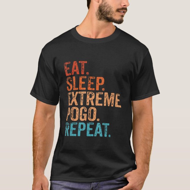 Eat Sleep Extreme Pogo Repeat Action Sport Funny V T-Shirt (Vorderseite)