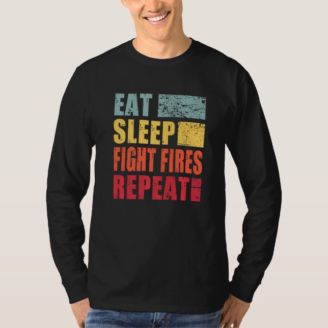Eat Sleep Fight Fires Repeat Premium T-Shirt (Vorderseite)