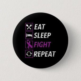 Eat Sleep Fight Wiederholung Lila Ribbon Epilepsie Button