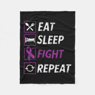 Eat Sleep Fight Wiederholung Lila Ribbon Epilepsie Fleecedecke