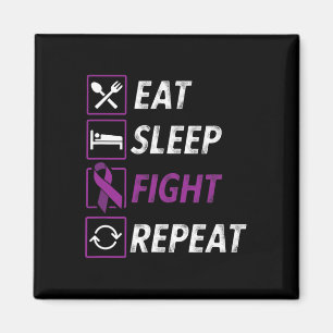 Eat Sleep Fight Wiederholung Lila Ribbon Epilepsie Magnet