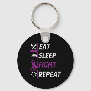 Eat Sleep Fight Wiederholung Lila Ribbon Epilepsie Schlüsselanhänger