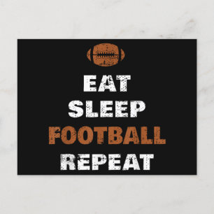 Eat Sleep Football Wiederholung Liebe Football Vin Postkarte