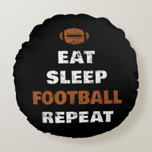 Eat Sleep Football Wiederholung Liebe Football Vin Rundes Kissen