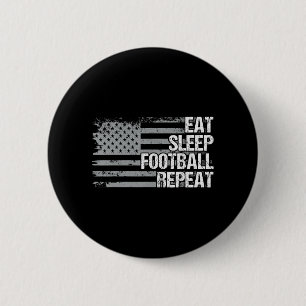 Eat Sleep Football Wiederholung US Flag Männer Fra Button