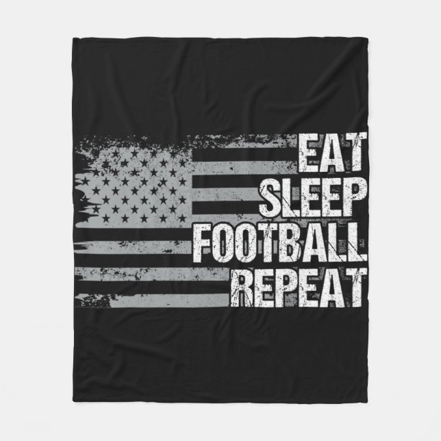 Eat Sleep Football Wiederholung US Flag Männer Fra Fleecedecke (Vorderseite)