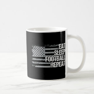 Eat Sleep Football Wiederholung US Flag Männer Fra Kaffeetasse