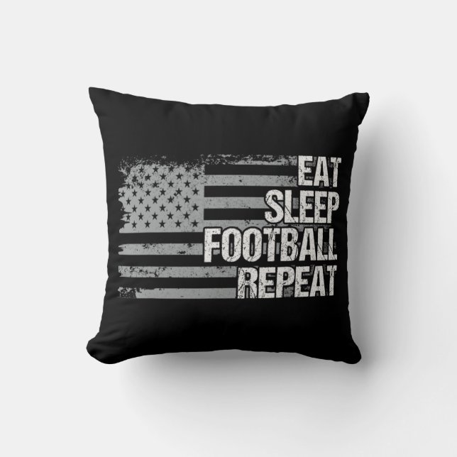 Eat Sleep Football Wiederholung US Flag Männer Fra Kissen (Vorderseite)