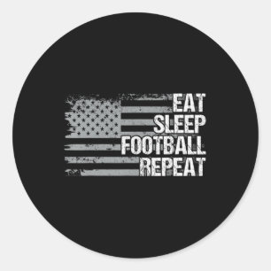 Eat Sleep Football Wiederholung US Flag Männer Fra Runder Aufkleber