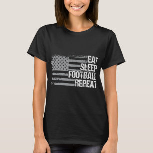 Eat Sleep Football Wiederholung US Flag Männer Fra T-Shirt