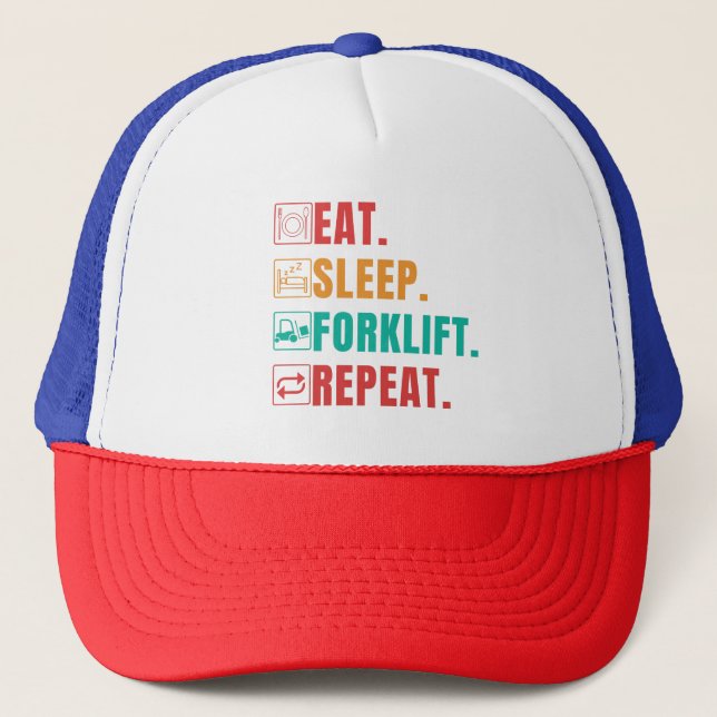 EAT SLEEP FORKLIFT REPEAT - FORKLIFT OPERATOR TRUCKERKAPPE (Vorderseite)