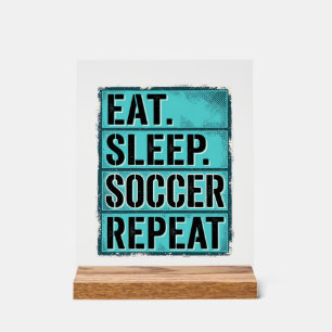 Eat Sleep Fußball Repeat Vintage Typography T-Shir Acrylschild