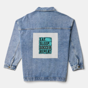 Eat Sleep Fußball Repeat Vintage Typography T-Shir Jeansjacke