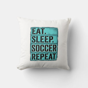 Eat Sleep Fußball Repeat Vintage Typography T-Shir Kissen