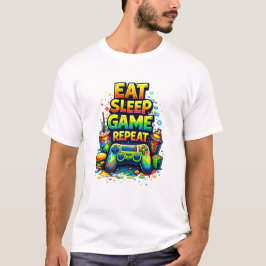 Eat Sleep Game Repeat – Classic Gamer Lifestyle T-Shirt