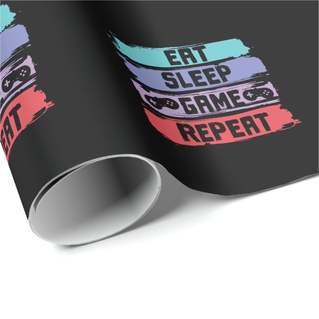Eat Sleep Game Repeat Controller Geschenkpapier (Rolleneckpunkt)