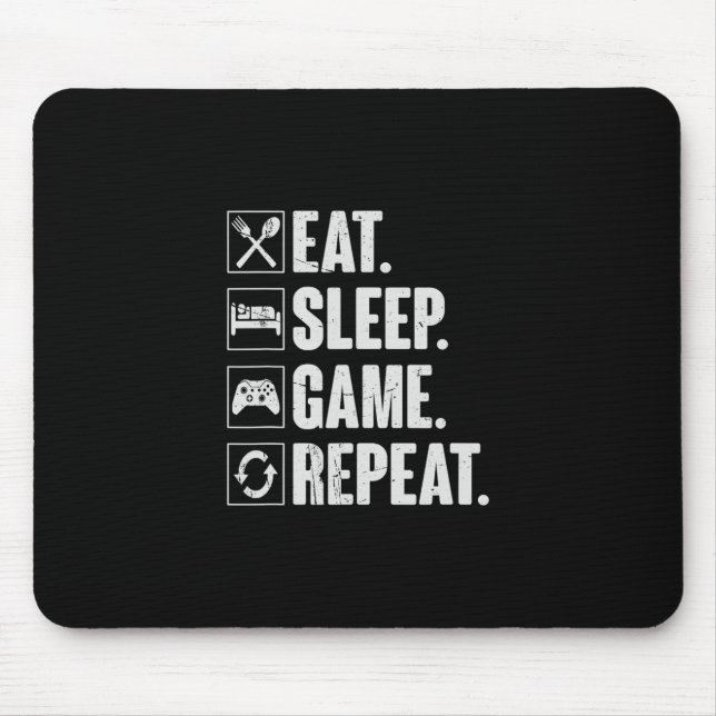 Eat Sleep Game Repeat Funny Video Gamer Gift Gamin Mousepad (Vorne)