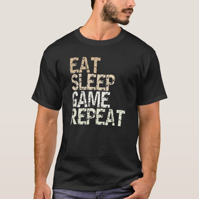 Eat Sleep Game Repeat Gamble Computer Game Console T-Shirt (Vorderseite)