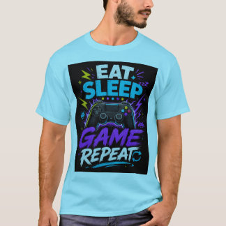 Eat Sleep Game Repeat Gamer Gaming Design T-Shirt