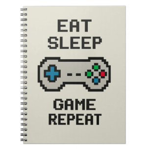 Eat Sleep Game Repeat – Pixel Gamer Notizbuch Notizblock
