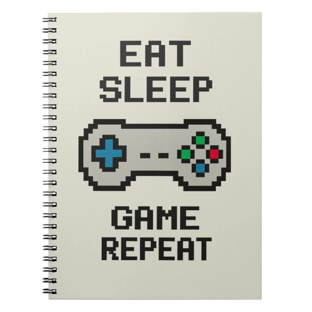 Eat Sleep Game Repeat – Pixel Gamer Notizbuch Notizblock (Vorderseite)