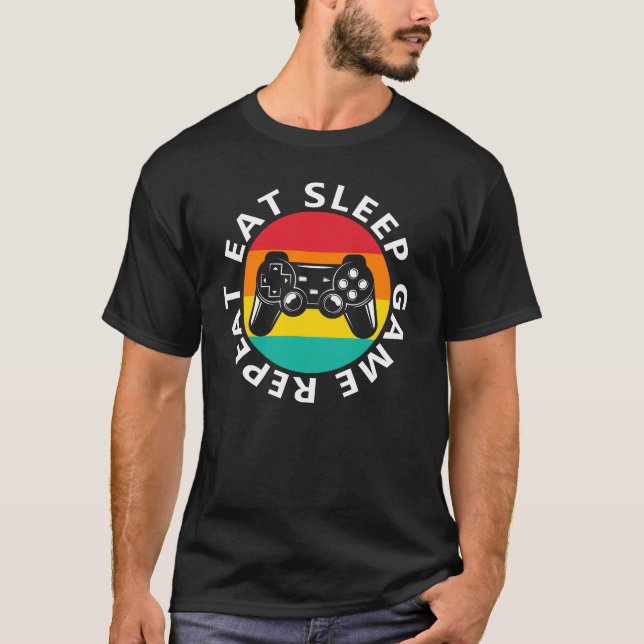 Eat sleep game repeat T-Shirt (Vorderseite)