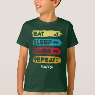 EAT SLEEP GAME REPEAT - Text anpassen T-Shirt