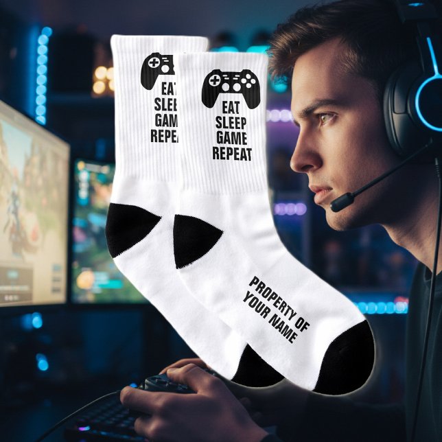 Eat Sleep Game Wiederholen lustige Sportsocken für Socken (gamer socks)