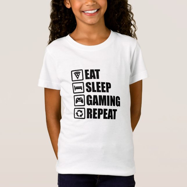 Eat Sleep Gaming Repeat T-Shirt (Vorderseite)