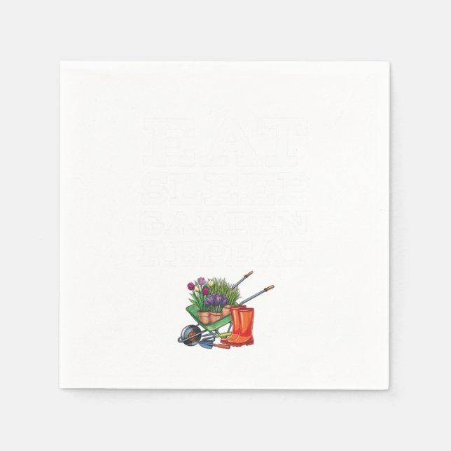 Eat Sleep Garden Repeat Gardening Plants Fun Gift Serviette (Vorderseite)